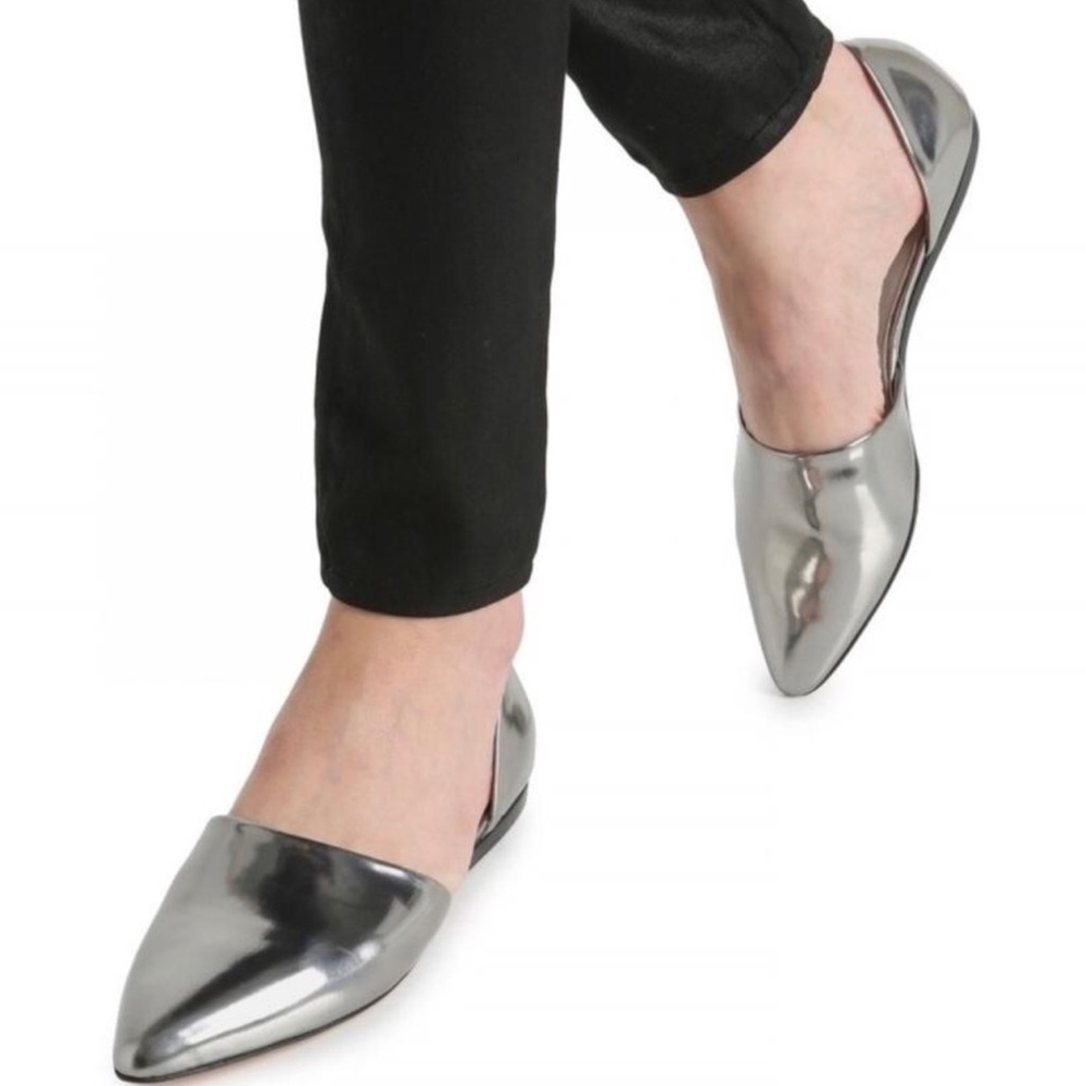 VINCE nina metallic silver mirror d’orsay flats J5